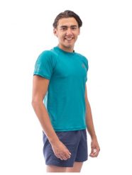 Męska koszulka Watrflag Cadiz Regular Fit Petrol. Zielone koszulki sportowe męskie WATRFLAG, l, bez wzorów, z elastanu, bez kołnierzyka, bez ramiączek, na fitness i siłownię. Za 129.00 zł.