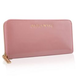 Portfel damski BETLEWSKI BPD-OL-5201 różowy. Czerwone portfele damskie Betlewski, bez wzorów, ze skóry. Za 169.99 zł.