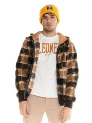 Kurtka z kaptur na co dzień na siłownię. Brązowe kurtki męskie LEONE 1947 APPAREL, m, bez wzorów, sportowe, bez kaptura. Za 210.46 zł.