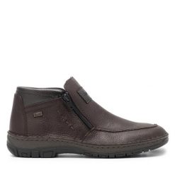 Botki Rieker. Brązowe botki męskie Rieker, bez wzorów, bez zapięcia. Za 257.99 zł.