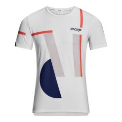 Koszulka sportowa z krótkim rękawem geometryczny wzór CEP męska. Białe koszulki sportowe męskie CEP, l, bez wzorów, bez kołnierzyka, bez ramiączek. Za 249.00 zł.