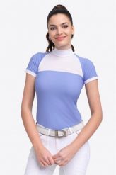 Koszulka do zawodów jeździeckich damska BABY BLUE MESH. Białe t-shirty damskie CAVALLIERA, xl, bez wzorów, z materiału, bez kołnierzyka. Za 245.90 zł.