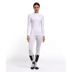 Damska koszulka z długim rękawem i zamkiem przy szyi Falke Maximum Warm. Białe t-shirty damskie Falke, bez wzorów, bez kołnierzyka. Za 465.00 zł.