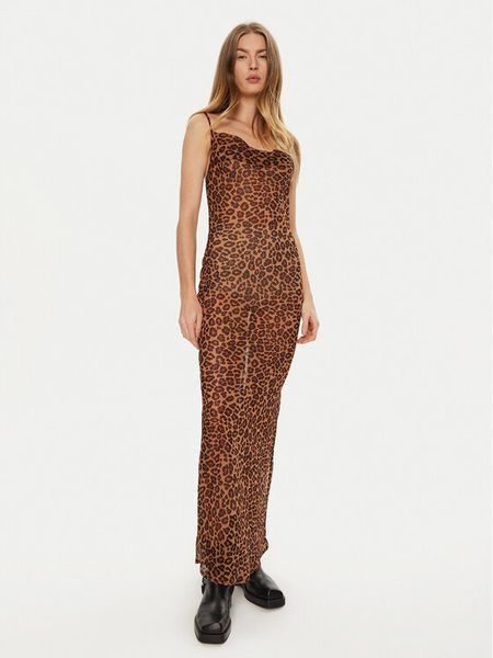 One Teaspoon Sukienka letnia 26654 Brązowy Slim Fit. Brązowe sukienki damskie One Teaspoon, na lato, l, bez wzorów, z syntetyku, bez kołnierzyka, bez ramiączek. Za 629.99 zł.