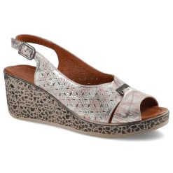 Kolorowe Sandały Lanqier Damskie Buty Na Lato. Czerwone klapki damskie Lanqier, bez wzorów, ze skóry, bez obcasa, na koturnie, bez zapięcia. Za 159.00 zł.