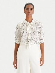 Luisa Spagnoli Bluzka Barcolana 543049 Écru Regular Fit. Bluzki damskie Luisa Spagnoli, xl, bez wzorów, z jedwabiu, bez kołnierzyka, bez ramiączek. Za 1,179.00 zł.