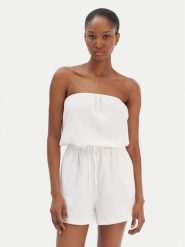 Seafolly Kombinezon Crinkle 55537-PS Biały Regular Fit. Białe sukienki damskie Seafolly, s, bez wzorów, z bawełny, bez kołnierzyka, bez ramiączek. Za 389.99 zł.