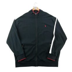 Kurtka Męska Track Jacket z kołnierzem stojącym. Czarne kurtki sportowe męskie Ralph Lauren, l, bez wzorów, z materiału, na fitness i siłownię. Za 292.56 zł.