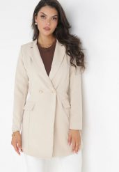 Jasnobeżowa Marynarka Taliowana Dwurzędowa Swed. Brązowe żakiety damskie Born2be, l, bez wzorów, eleganckie. Za 159.99 zł.