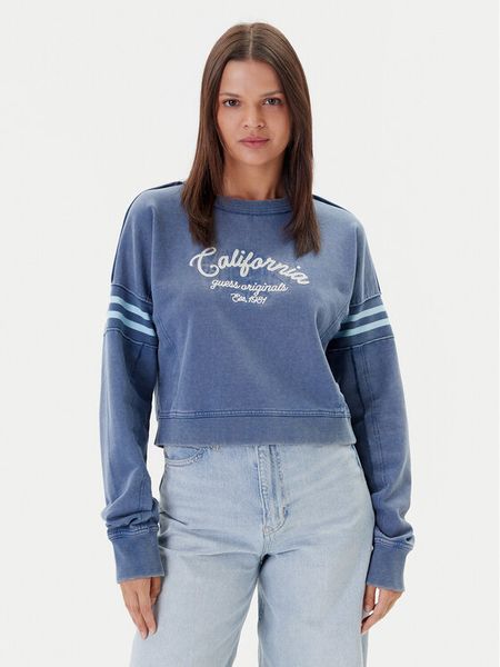 Guess Bluza W5YQ24 K68I4 Niebieski Regular Fit. Niebieskie bluzy damskie Guess, m, z aplikacjami, z bawełny, bez kaptura. Za 224.99 zł.