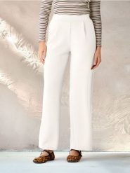 Spodnie soft touch - kremowy. Białe spodnie materiałowe damskie Sinsay, l, bez wzorów. W wyprzedaży za 29.99 zł.