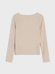 Koszulka z długim rękawem - beżowy. Brązowe t-shirty damskie Sinsay, l, bez wzorów, bez kołnierzyka. Za 25.99 zł.