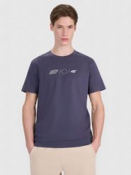 4F T-shirt regular z nadrukiem męski - szary XL. Szare koszulki sportowe męskie 4f, m, bez wzorów, z bawełny, klasyczne, bez kołnierzyka. Za 59.99 zł.
