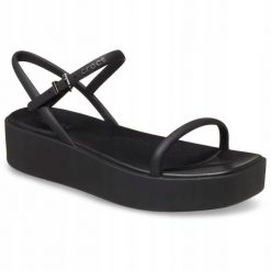Sandały dla Kobiet Crocs Miami Platform Y Strap Sandal. Czarne sandały damskie Crocs, bez wzorów, z materiału, bez obcasa, bez zapięcia. Za 199.99 zł.