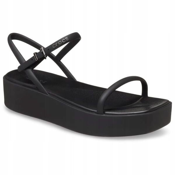 Sandały dla Kobiet Crocs Miami Platform Y Strap Sandal. Czarne sandały damskie Crocs, bez wzorów, z materiału, bez obcasa, bez zapięcia. Za 199.99 zł.