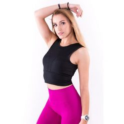 Stanik sportowy damski 2skin STUDIO TOP BLACK. Czarne obuwie sportowe damskie 2SkIN, bez wzorów, z elastanu, na fitness i siłownię. W wyprzedaży za 79.00 zł.