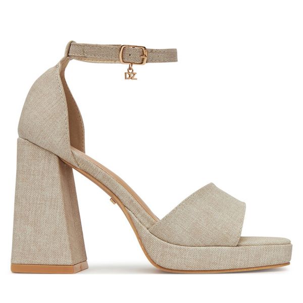 Sandały DeeZee. Brązowe sandały damskie DeeZee, bez wzorów, bez obcasa, na słupku, bez zapięcia. Za 139.99 zł.