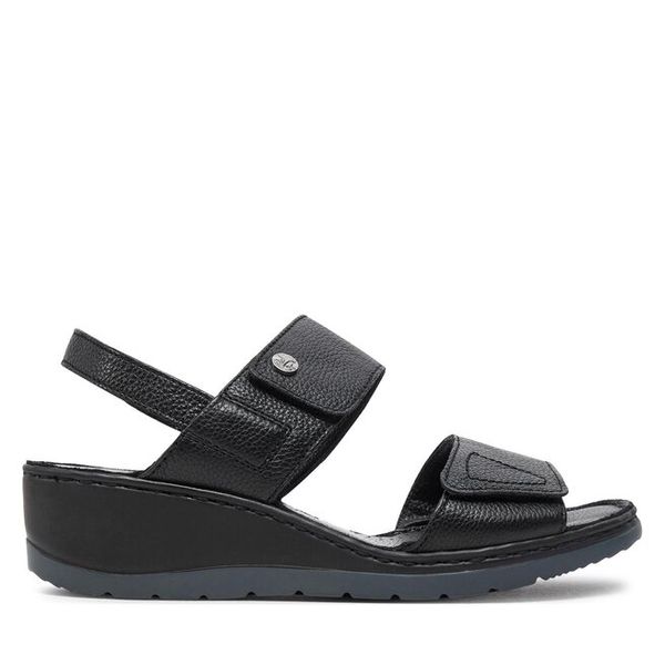 Sandały Caprice. Czarne sandały damskie Caprice, bez wzorów, bez obcasa, na koturnie, bez zapięcia. Za 219.99 zł.