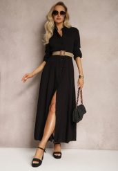 Czarna Sukienka Hillcrest. Czarne sukienki damskie Renee, m, bez wzorów, bez kołnierzyka, bez ramiączek, maxi, koszulowe. Za 119.99 zł.