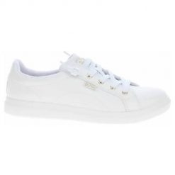 Buty do chodzenia damskie Skechers Bobs D'vine. Białe obuwie sportowe damskie Skechers, bez wzorów, z jeansu, trekkingowe. Za 249.99 zł.