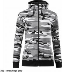 MALFINI Camo Zipper C20 - ADLER - Bluza damska, 300 g/m, 65% bawełna, 35% poliester - camouflage gray M. Szare bluzy damskie Malfini, m, bez wzorów, z bawełny, bez kaptura. Za 108.22 zł.
