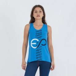 Top treningowy BUBLE z bawełny damski. Niebieskie obuwie sportowe damskie ELPLAYER, bez wzorów, z bawełny, na fitness i siłownię. Za 43.00 zł.