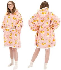Kocobluza damska oversize koc bluza 2w1 z kapturem ciepła szlafrok futrzak piesek corgi UNIWERSALNY. Szlafroki damskie SPRINGOS, uniwersalny, bez wzorów, bez ramiączek, z kapturem. Za 72.15 zł.