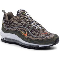 Buty NIKE - Air Max 98 Aop AQ4130 200 Khaki/Team Orange/Medium Olive. Zielone półbuty na co dzień męskie Nike, z materiału, eleganckie, bez zapięcia. Za 799.00 zł.