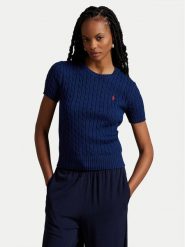 Polo Ralph Lauren Sweter 211965761001 Granatowy Slim Fit. Niebieskie swetry damskie Polo Ralph Lauren, l, bez wzorów, z bawełny, bez kołnierzyka, bez ramiączek, bez kaptura. Za 559.99 zł.