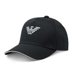 Czapka z daszkiem Emporio Armani. Czarne czapki i kapelusze męskie Emporio Armani, bez wzorów. Za 249.99 zł.
