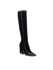 Nine West Kozaki SHARLEEZ 13196H Czarny. Czarne kozaki damskie Nine West, z tworzywa sztucznego, bez obcasa, na słupku. Za 329.99 zł.