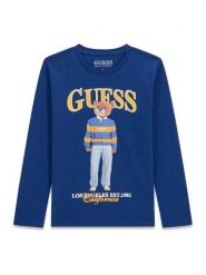 Guess Bluzka L6BI11 K5732 Granatowy Regular Fit. Niebieskie koszule dla chłopców Guess, z aplikacjami, z bawełny, bez kołnierzyka, bez ramiączek. Za 114.99 zł.