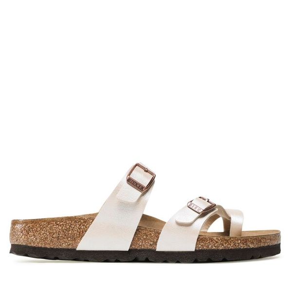 Japonki Birkenstock. Białe klapki damskie Birkenstock, bez wzorów, bez obcasa. Za 449.99 zł.