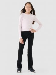 4F Legginsy dzianinowe dziewczęce - czarne 146 (10-11 lat). Czarne legginsy dla dziewczynek 4f, bez wzorów, z bawełny. W wyprzedaży za 29.99 zł.