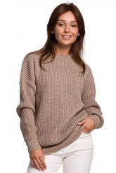 Sweter z grubą przędzą o łańcuszkowym splocie beżowy. Brązowe swetry damskie Polskie swetry, na zimę, l, bez wzorów, z materiału, biznesowe, bez kołnierzyka, bez ramiączek, długie, bez kaptura. Za 259.00 zł.