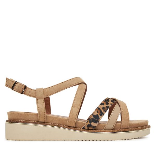 Sandały Tamaris. Brązowe sandały damskie Tamaris, bez wzorów, bez obcasa, na koturnie, bez zapięcia. Za 229.99 zł.