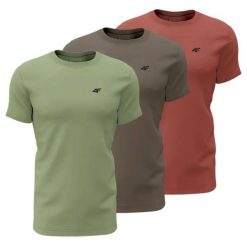 T-shirt męski (ZESTAW KOSZULEK 3 SZT.) 4F 4FWSS26TTSHM4480. T-shirty męskie 4f, m, bez wzorów, z bawełny, biznesowe, bez kołnierzyka. Za 159.99 zł.