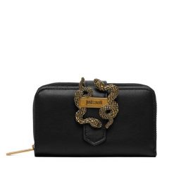 Portfel Just Cavalli. Czarne portfele damskie Just Cavalli, bez wzorów. Za 389.99 zł.