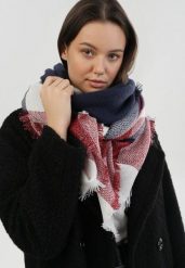 Granatowy Szalik Entertainment. Niebieskie szaliki i chusty damskie Born2be, z aplikacjami, eleganckie. Za 29.99 zł.