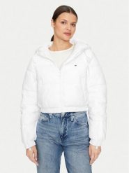 Tommy Jeans Kurtka zimowa DW0DW18313 Biały Cropped Fit. Białe kurtki damskie Tommy Jeans, na zimę, xl, bez wzorów, z jeansu, bez kaptura. Za 739.99 zł.
