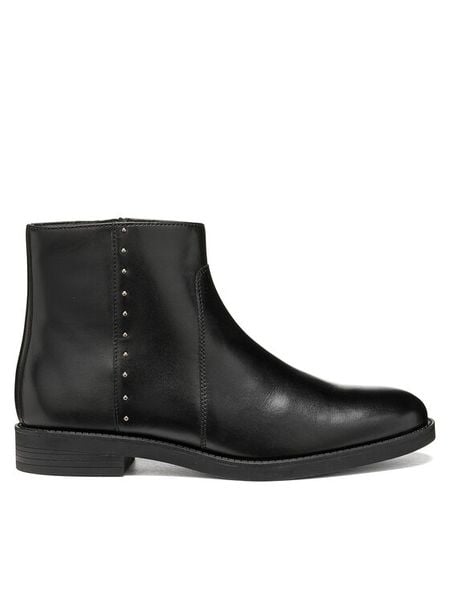 Geox Botki D Esmeena D6811B 43 C9999 Czarny. Czarne botki damskie Geox, ze skóry, bez obcasa, na płaskiej podeszwie, bez zapięcia. Za 549.99 zł.