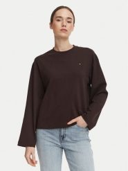 Tommy Hilfiger Bluzka WW0WW51740 Brązowy Relaxed Fit. Brązowe koszule damskie Tommy Hilfiger, s, bez wzorów, z bawełny, bez kołnierzyka, bez ramiączek. Za 289.99 zł.