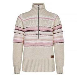 Damski sweter zapinany na zamek Elevenate Davos. Białe swetry damskie ELEVENATE, bez wzorów, eleganckie, bez kołnierzyka, bez ramiączek, bez kaptura. W wyprzedaży za 816.00 zł.