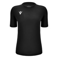 Damski jersey Macron Ariel. Czarne koszulki sportowe damskie Macron, bez wzorów, z jersey, sportowe, bez kołnierzyka. Za 161.50 zł.