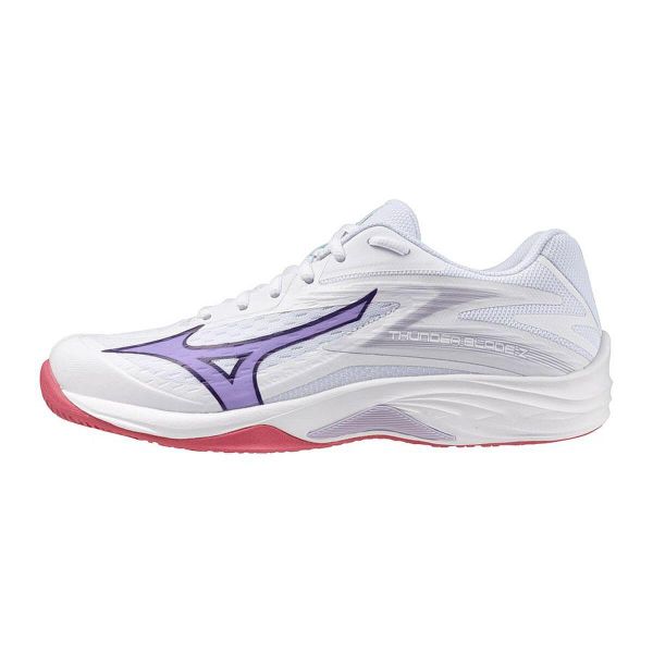 Buty halowe damskie Mizuno Thunder Blade Z. Białe obuwie sportowe damskie Mizuno, bez wzorów. Za 399.99 zł.