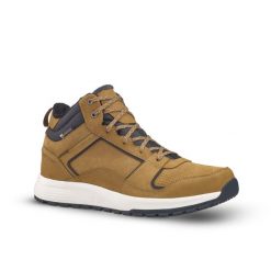 Buty turystyczne męskie Quechua SH500 Mid skóra wodoodporne. Brązowe trekkingi męskie QUECHUA, na zimę, trekkingowe. W wyprzedaży za 199.99 zł.
