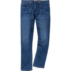 Dżinsy ocieplane z dzianiny dresowej Regular Fit Straight bonprix niebieski "used". Spodnie materiałowe męskie marki bonprix. Za 69.99 zł.