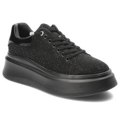 Czarne Sneakersy Goe Modne Obuwie Damskie Na Platformie. Czarne półbuty damskie GOE, z aplikacjami, z materiału, eleganckie, bez obcasa, na platformie, bez zapięcia. Za 373.99 zł.