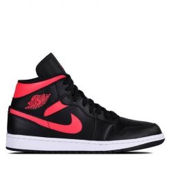 Buty do chodzenia damskie Nike Air Jordan 1 Retro Mid. Czarne obuwie sportowe damskie Nike, bez wzorów, z materiału, do biegania, Nike Air Jordan. Za 919.99 zł.