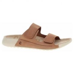 Klapki damskie Ecco 20682302291. Brązowe klapki damskie ecco, bez wzorów, z materiału, bez obcasa. Za 487.00 zł.